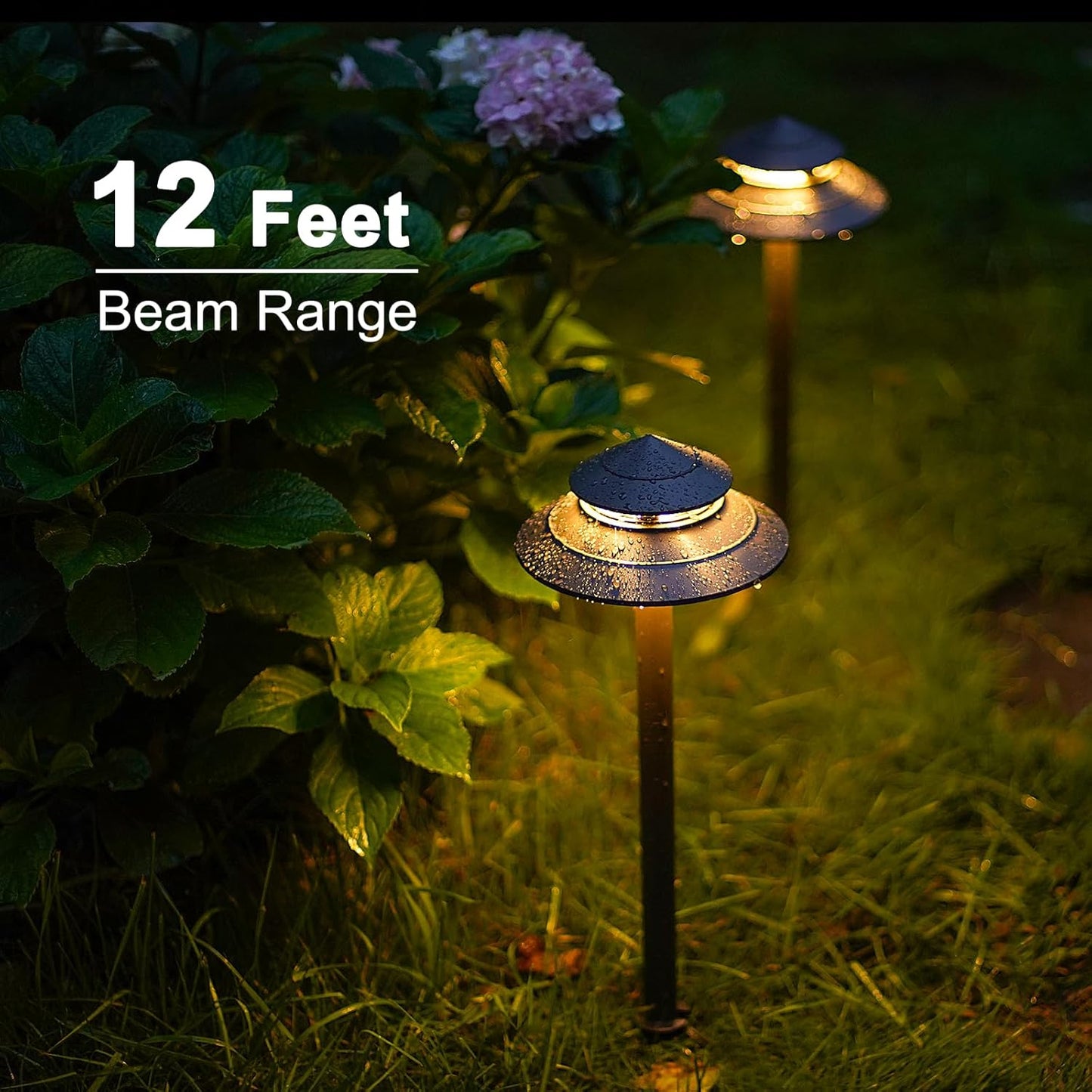 GOODSMANN Pathway Lights 3W LED 2PK Outdoor Low Voltage Landscape Lighting 180 Lumen Hardwired 2 Tier Pagoda Path Lights 3000K Warm White Metal 12V Electric Sidewalk Walkway Light with Connectors