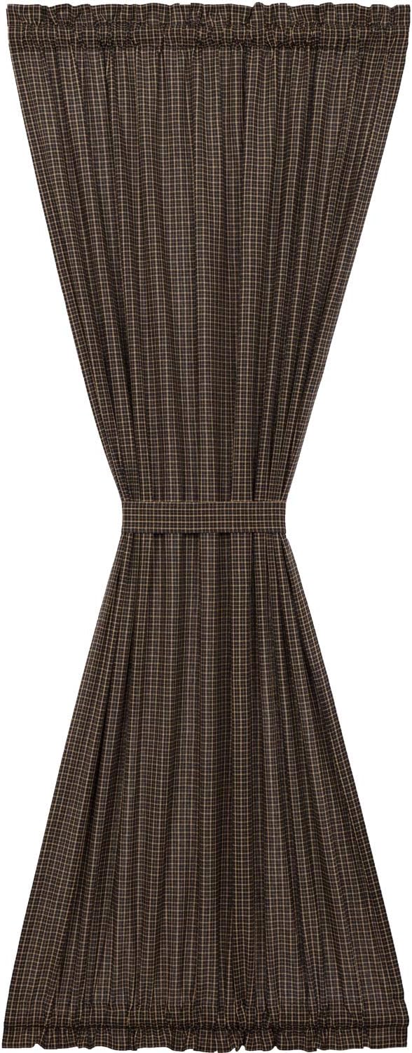 VHC Brands, Kettle Grove, Cotton, 72x40, Plaid, Door Panel, Black