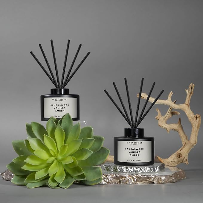 Environment Inspired by 5-Star Resort HCS Reed Diffuser, 200ml Luxury Scented Aromatherapy (Sandalwood | Vanilla | Amber) Reed Diffusers for Home, Diffusing Oil Fragrance, Home Fragrance Products