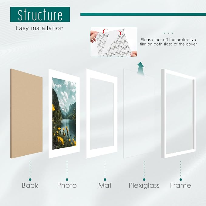 Picrit 20x20 Picture Frame 3 Pack, White Poster Frame, Display Poster 16 x 16 with Mat or 20 x 20 without Mat for Horizontal or Vertical Wall Mounting