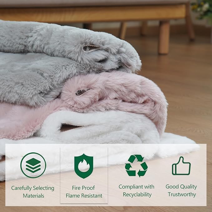 Latepis White Fur Rug 5x7 Washable Shag Rug Fluffy Faux Rabbit Rugs for Living Room Bedroom Playroom Nursery Plush Throw Rugs Luxury Home Decor