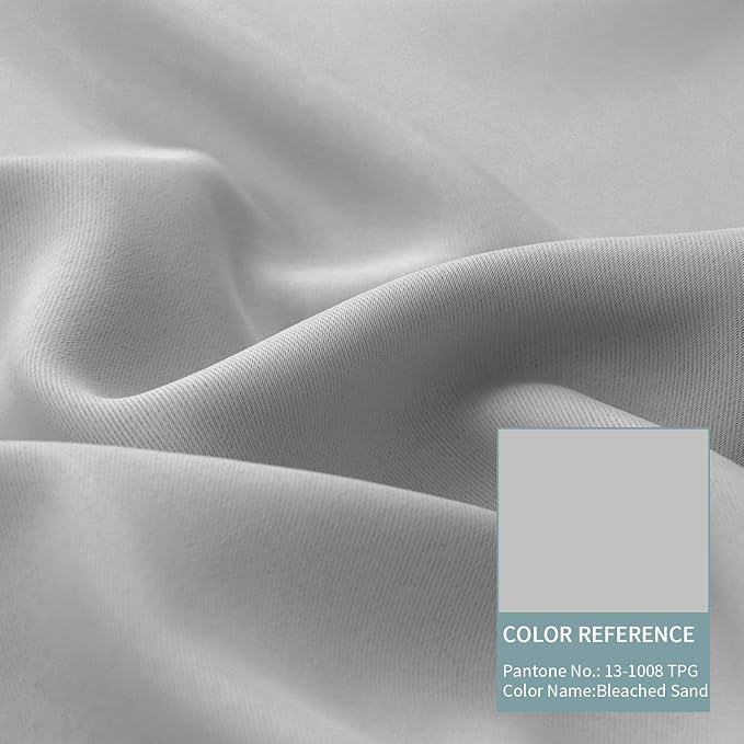 BGment Thermal Insulated 100% Blackout Curtains for Bedroom with Black Liner, Double Layer Full Room Darkening Noise Reducing Grommet Curtain (60 x 84 Inch, Light Grey, 2 Panels)