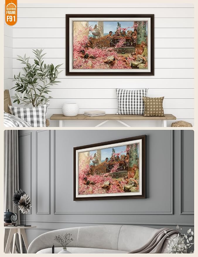 DECORARTS - The Roses of Heliogabalus by Lawrence Alma-Tadema. World Famous Giclee Canvas Reproduction with Custom Frame Options, Decorative Wall Art for Living Room or Hallway, Ready to Hang