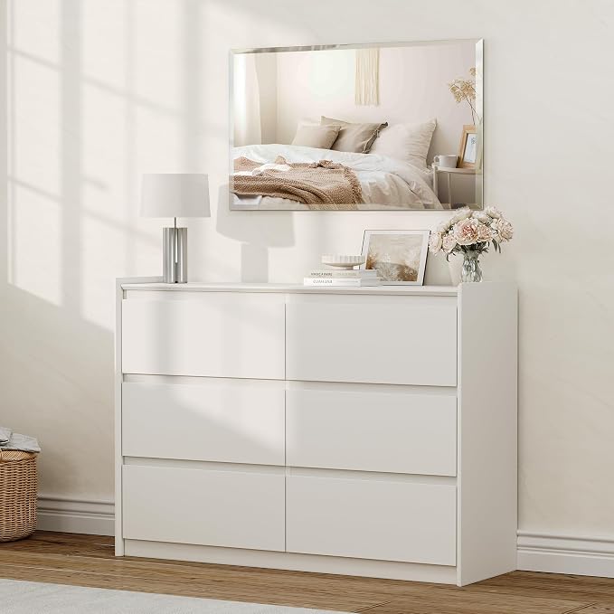 22 x 30 Inch Rectangular Bathroom Mirror, Frameless Beveled Vanity Mirror for Over Sink, Solid-Backed 2-Way Wall Mirror for Powder Room and Entryway