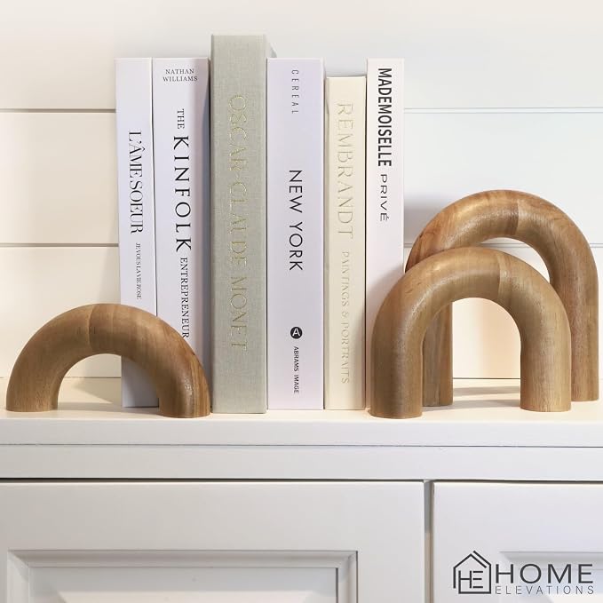 Wooden Arch Decor Set of 3, Acacia Wood Modern Decorative Home Objects | Japandi Home Decor Accents, Coffee Tables, Bookshelves, Entryways, Console Decorations, Housewarming Gift