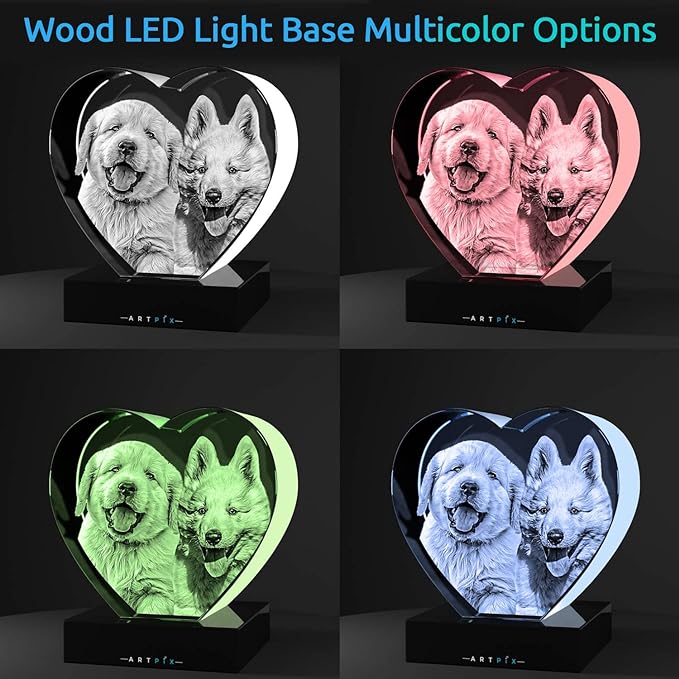 ArtPix 3D Crystal Photo, Personalized Gifts for Women, Wife, Her, Him, Men, Mom, Great Customized Gift With Your Own Photo - Anniversary, Wedding, Birthday - Custom Glass 3D Laser Etched Picture Frame
