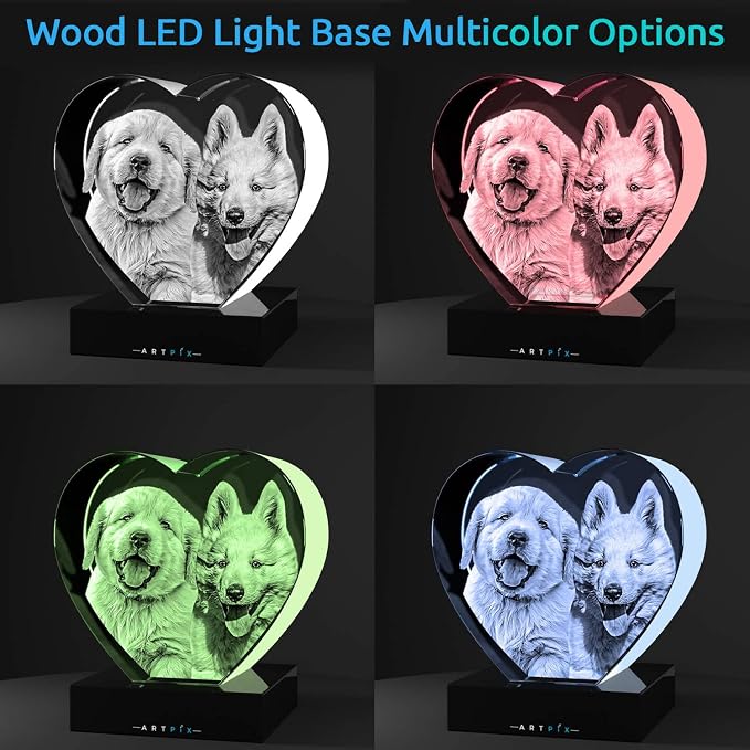 ArtPix 3D Crystal Photo, Personalized Gifts for Women, Wife, Her, Him, Men, Mom, Great Customized Gift With Your Own Photo - Anniversary, Wedding, Birthday - Custom Glass 3D Laser Etched Picture Frame