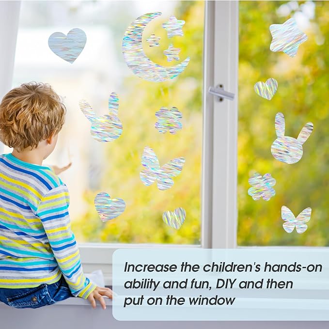 Decorative Stained Glass Window Film, Privacy Film for Glass Windows Rainbow Window Cling Colored Window Film Energy Saving, Perfect for Home and Office, Laser Rhombic, 23.6 Inch X 13.1 Feet