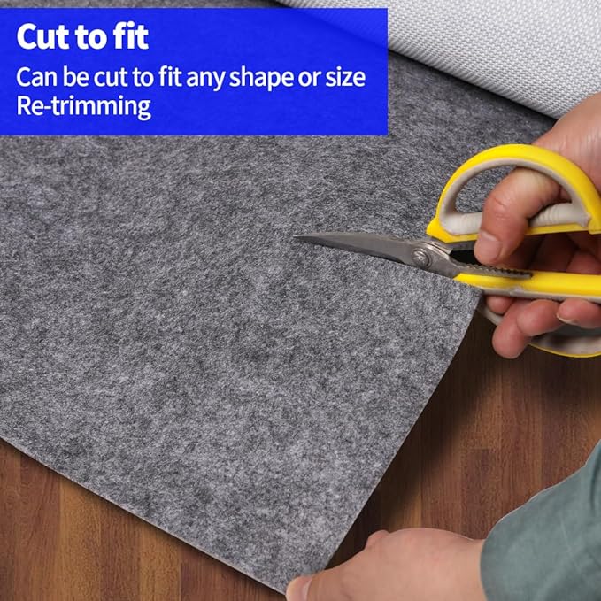 Waterproof Non-Slip 1/5” Extra Thick 9x12 ft Rug Pad for Large Area Rugs Durable Felt Floor Protection pad for All Floors, Suitable for Cutting. Rug Pads Keep Rugs in Place and Provide Cushioning