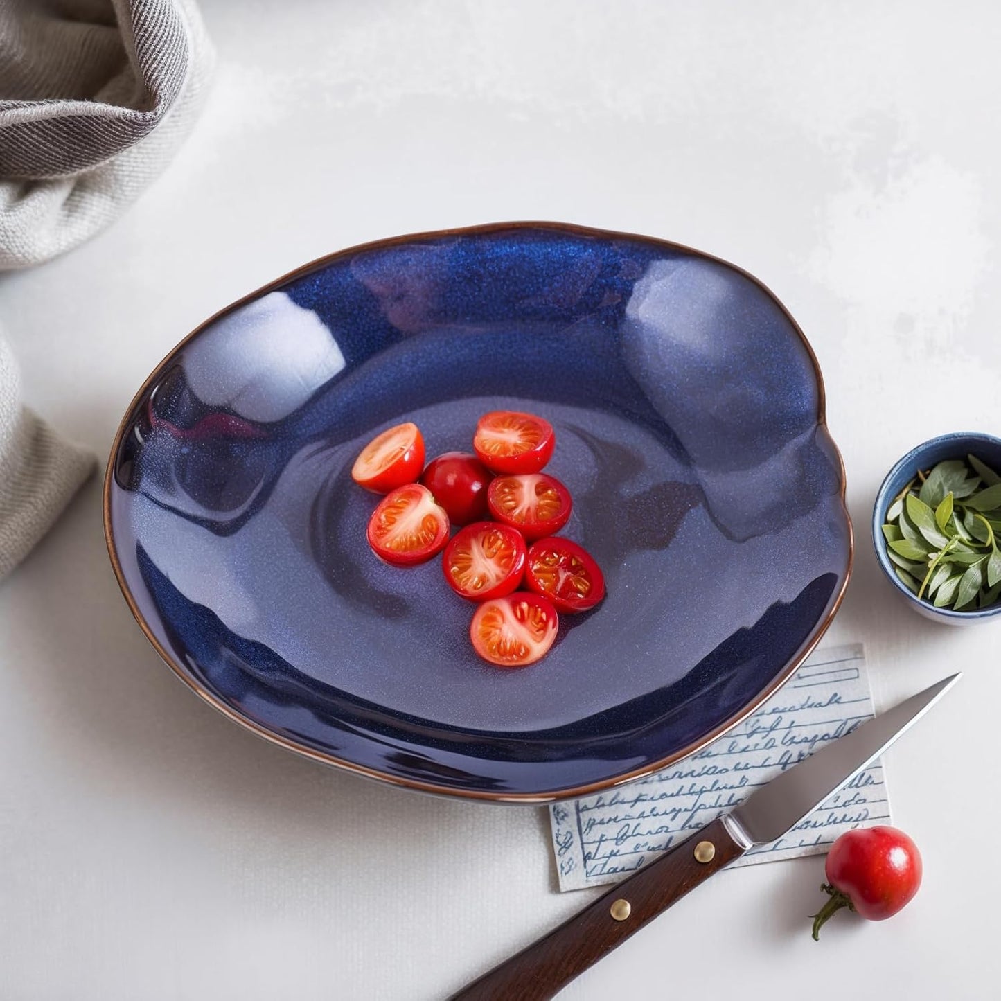 Blue Ceramic Decorative Bowl –10.4" Small Trinket Dish, Fruit Bowl, Candy Dish, Key Bowl for Entryway Table, Jewelry & Ring Dish, Porcelain Catchall Dish for Kitchen, Bedside, Living Room Home Decor