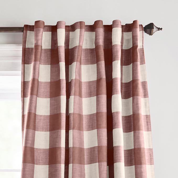 Grainger Rod Pocket Back Tab Window Curtain Panel, Red - 52" W x 63" L
