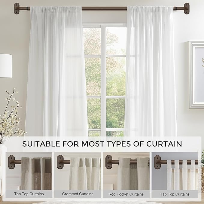 2 Pack Blackout Curtain Rod Bronze,Wrap Around Heavy Duty Curtain Pole for Windows 48 to 84 Inch, 1" Decorative Room Darkening Curved Modern Drapery Rod (Bronze/Unique Design/All Metal)