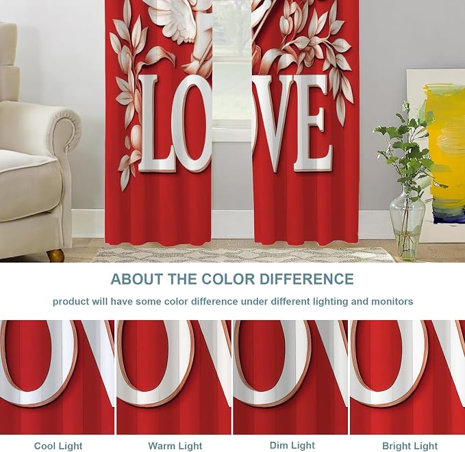 Shrahala Cupid Love Thermal Insulated Blackout Window Curtains, Romantic Love Long Drapes for Bedroom/Living Room with Plastic Grommet, 52X84 Set of 2