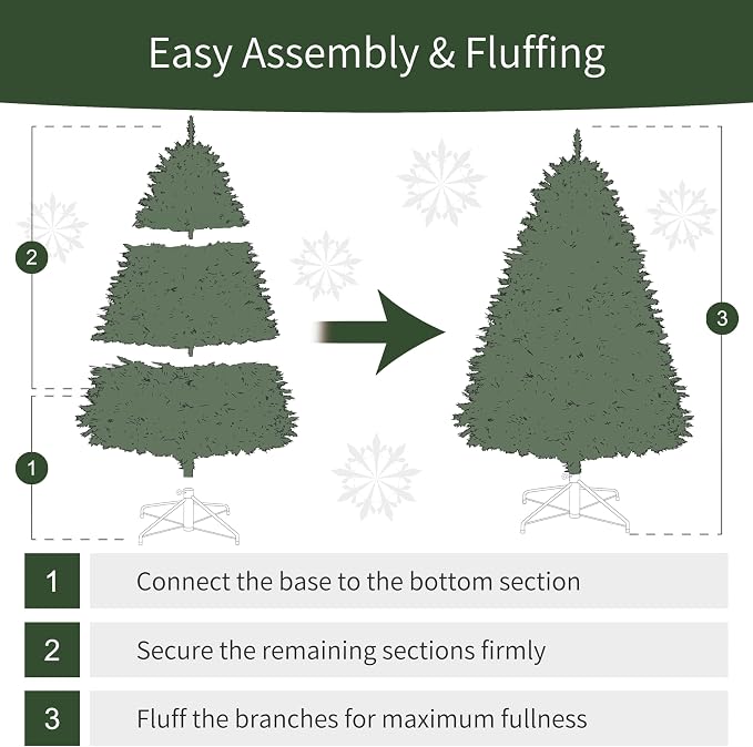 Puleo International 6.5ft Pre-Lit Aspen Fir Artificial Christmas Tree with 500 Clear Lights, 903 Realistic Dense Branch Tips, Easy Setup Artificial Trees with Sturdy Metal Stand