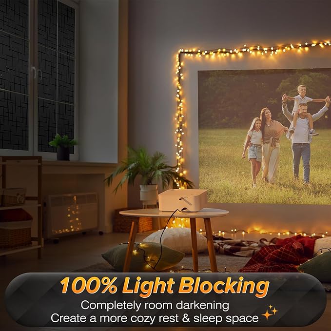 rabbitgoo Blackout Window Film, Sun Light Blocking Room Darkening Privacy Window Cover, Removable Day Sleep Black Out Shades Tint for Home Frosted Glass Film, 3D Cross, Black, 35.4" x 78.5"