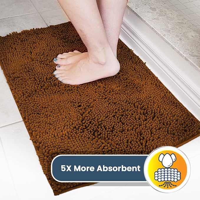 Muddy Mat® | Super Water Absorbent Door Mat Indoor, Microfiber Quick Dry Chenille Entryway Rug, Slip Resistant Front Door Mat, Indoor Mats for Entryway, Machine Washable Pet Rug, Amber 2ft x 4ft