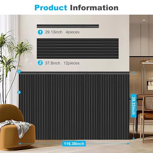 Art3d Wainscotting Wall Panel Kit, 37.8" Tall Beadboard Panels for Walls, Polystyrene Board and Batten Wall Panel Kit, Easy DIY Decorative Trim for Living Room, Kitchen, Bedroom – Covers 31 Sq.Ft