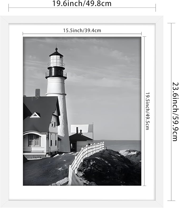 Picrit 20x24 Picture Frame 3 Pack, White Poster Frame, Display Poster 16 x 20 with Mat or 20 x 24 without Mat for Horizontal or Vertical Wall Mounting