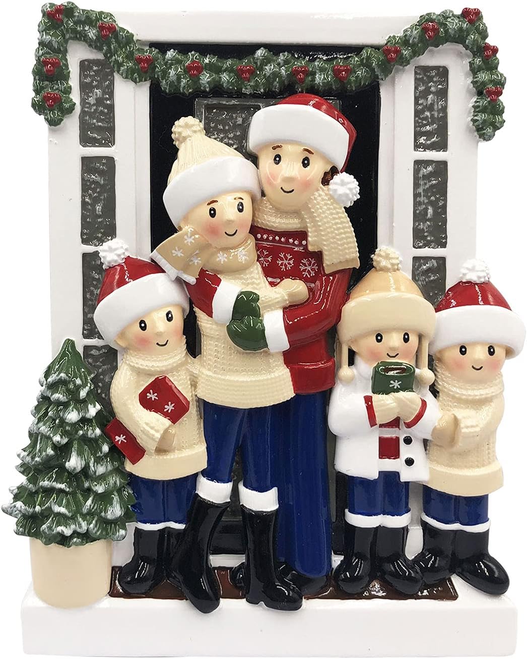 3D Welcoming Family of 5 Christmas Ornament 2025 Personalized Family Christmas Ornaments 2025 | Doorway Home Keepsake Personalized Tree Ornaments Customizable Gifts Winter Sweaters of Five Ornament