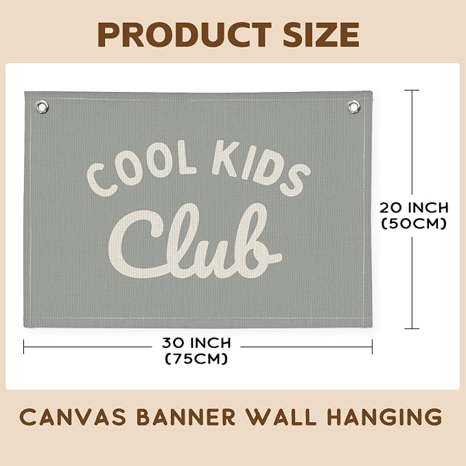 Playroom Wall Decor, Kids Playroom Decor Cool Kids Club Canvas Banner Wall Hanging Banner Flag, Classroom Decorations