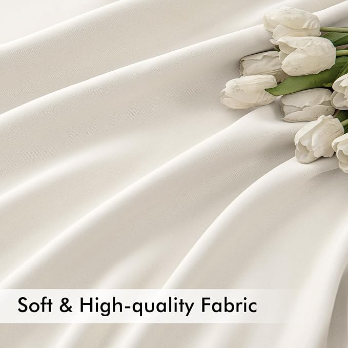 MIULEE Ivory Back Tab Blackout Curtains 72 Inches Long 2 Panels Set for Living Room Bedroom Privacy, Rod Pocket/Pinch Pleat Thermal Insulated Room Darkening Pleated Light Blocking Drapes