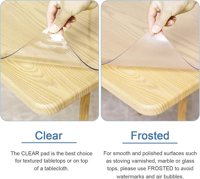 ETECHMART Clear Plastic Table Cover Protector,Thick Waterproof Transparent Table Protector for Dining Table, Non-Slip Heat Resistant Clear Desk Mat for Kitchen 1.5mm Clear 40" x 80" (Rectangular)