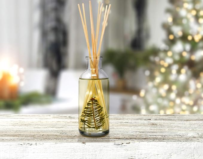 Urban Naturals Reed Diffuser Set, Pine Forest - Bathroom Shelf Décor | White Pine Needles, Eucalyptus and Sandalwood, Christmas Tree Scent, Holiday Decor with Real Pine Branches