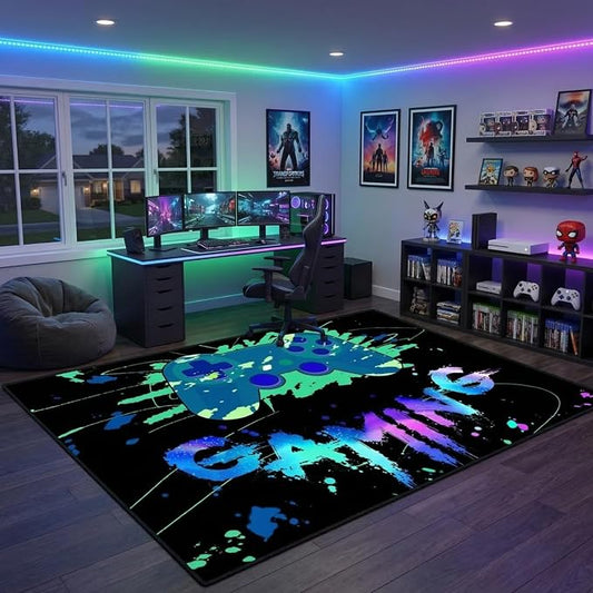 Game Controller Area Rug for Boys Large Video Gaming Carpet Children Gamer Rugs for Bedroom Boys Teen Printed Gamepad Play Carpet Decor Throw Decorate Doormats 59 inx39 in