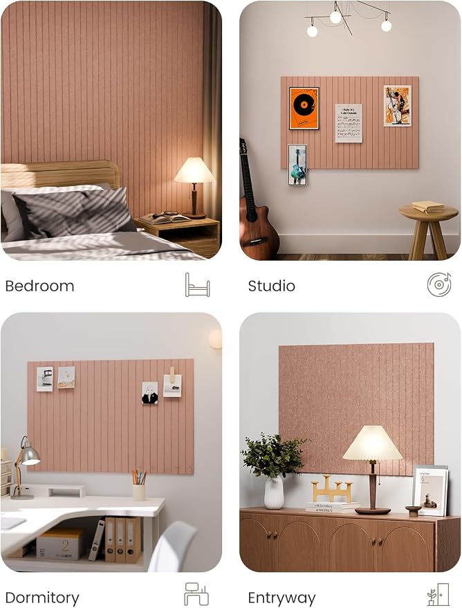Fluxynara Large Felt Bulletin Board 36"x24" Cork Board Alternative - 6 Pack with 32 Safe Removable Adhesive Tabs, Cork Boards for Walls Felt Boards for Home Office Classroom Pin Board-Terracotta
