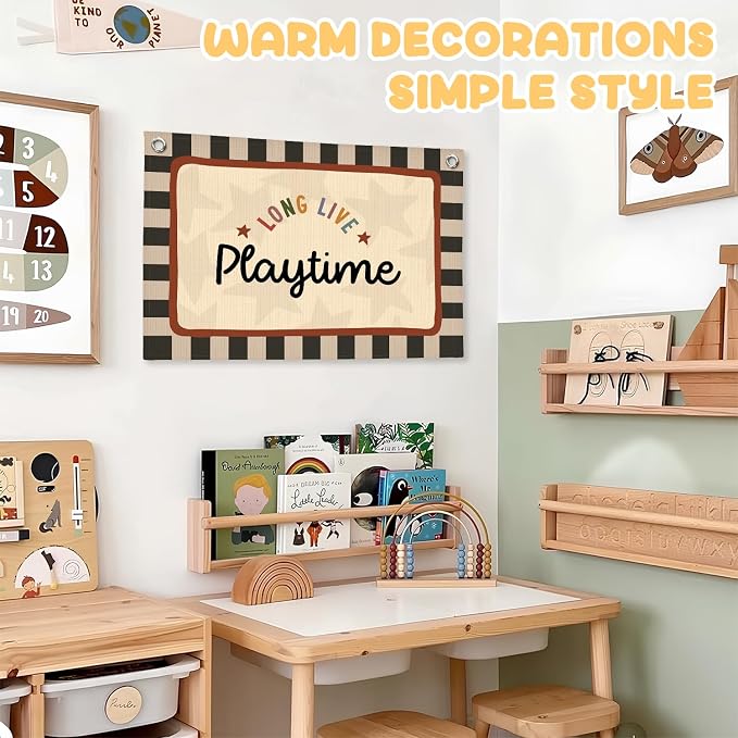 Long Live Playtime Banner Boy Room Decor, Banner Flag Nursery Playroom Wall Decor for Boys Bedroom Living Room Dorm Toddler Decorations Teen Boy Room Kid Banners Wall Hanging Linen Flag 30x20