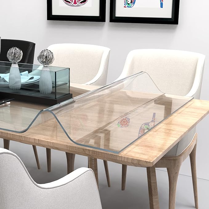 ETECHMART Clear Plastic Table Cover Protector,Thick Waterproof Transparent Table Protector for Dining Table, Non-Slip Heat Resistant Clear Desk Mat for Kitchen 1.5mm Clear 40" x 80" (Rectangular)