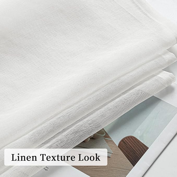 MIULEE 2 Panels Ivory Sheer Window Curtains Elegant Grommet Top Window Voile Drapes/Treatment Linen Textured Panels for Bedroom Living Room (54X84 Inches)