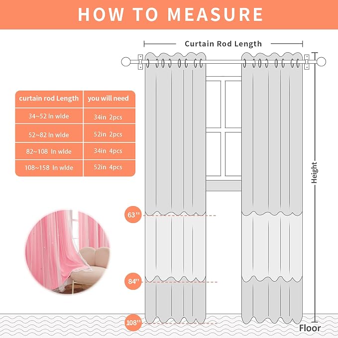 XiDi Pink Curtains Blackout for Girls Bedroom, 1 Panel