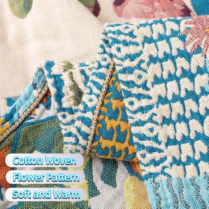 Ownkoti Throw Blanket for Bed, 90"x 90" Quilted Cotton Blanket Reversible Cover for Sofa Chair (Puzzle)