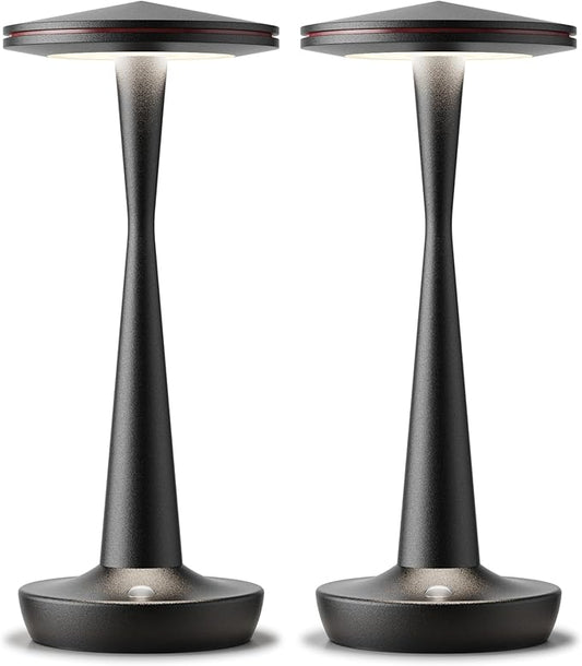SAKRINGT Rechargeable Cordless Table Lamp, 72Hrs Battery Operated LED Table Light, Portable Touch Dimmable Lamp for Restaurant Patio Dining Outdoor Camping（2 Pack）