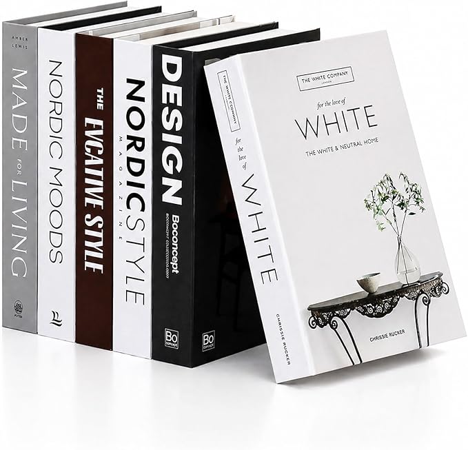 Decorative Faux Books Set of 6 – Modern Luxury Fake Books for Home Decor, Coffee Table & Bookshelf Styling, Aesthetic Stacked Book Decor for Living Room & Entryway