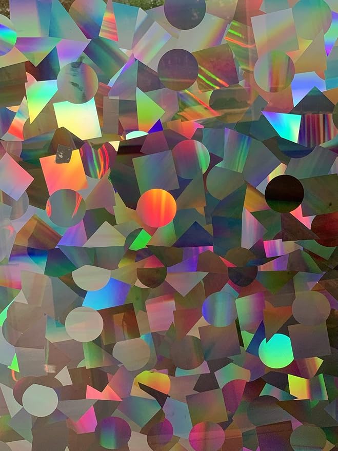 Rainbow Symphony – Rainbow Suncatcher Window Film, Diffraction Window Film, Stained Glass Window Cling, Holographic Prismatic Film, Confetti Pattern, 24" X 36", Made in USA