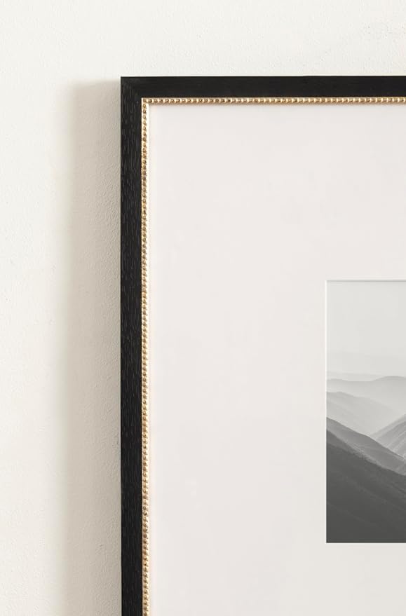 Kate and Laurel Wilbanks Traditional Square Picture Frame Set of 3, 18 x 18 matted to 8 x 8, Black and Gold, Vintage Three-Piece Frame Set for Gallery Wall Frame Set in Living Room Wall Decor