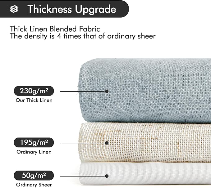MIULEE Non-See-Through Privacy Linen Curtains 2 Panels, Light Filtering Window Curtains Farnhouse Textured Back Tab Semi Sheer Drapes for Bedroom Living Room, 52 x 108 Inches Long, Stone Blue