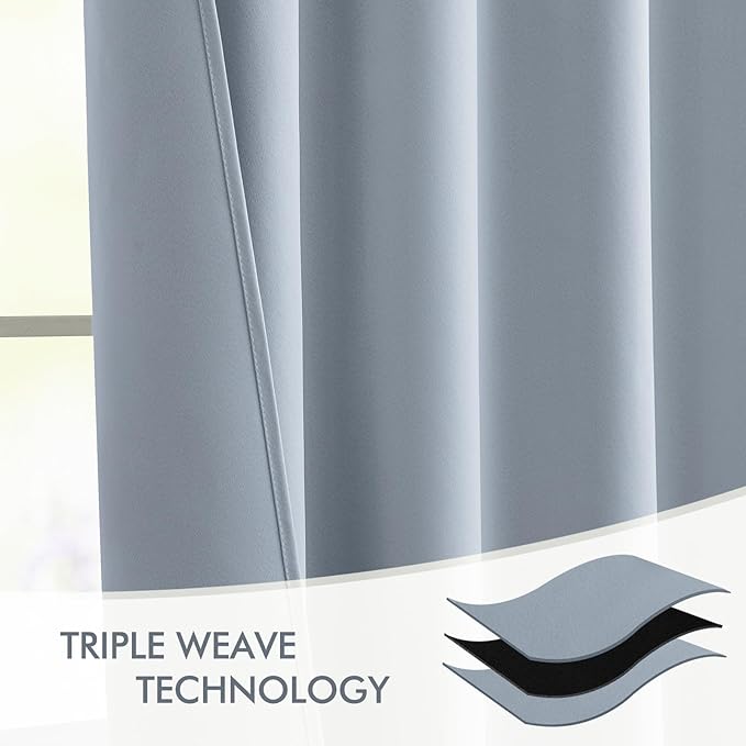 MIULEE Light Blue Back Tab Blackout Curtains 72 Inches Long 2 Panels Set for Living Room Bedroom Privacy, Rod Pocket/Pinch Pleat Thermal Insulated Room Darkening Pleated Light Blocking Drapes
