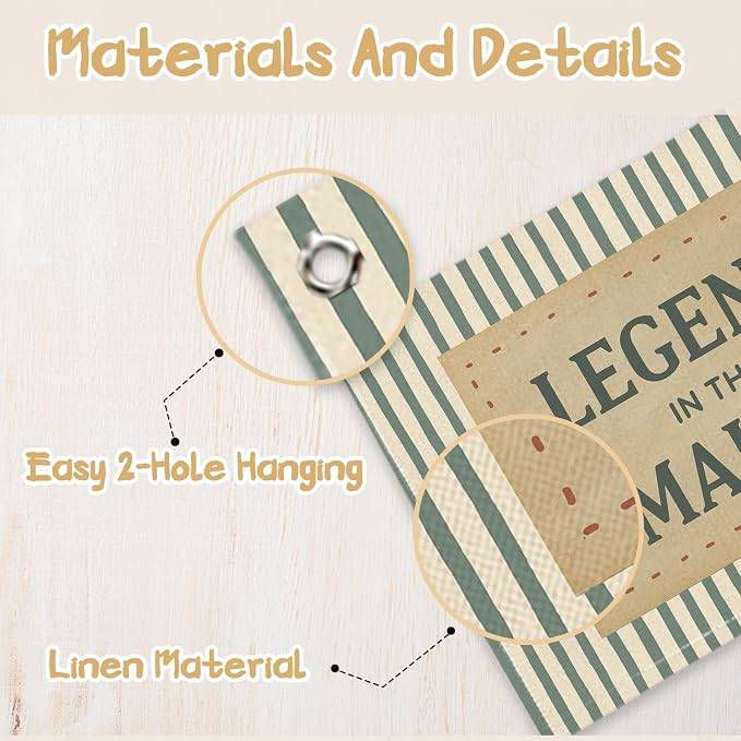 RTXLEZM Boys Room Decor, Legends in the Making Inspirational Canvas Banner | Retro Green Striped Motivational Wall Hanging for Toddler Boys Nursery Bedroom Playroom Decor, 20x30 Inch