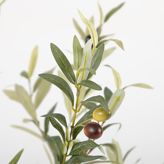Nafresh Tall Faux Olive Tree，4Ft(48in) Realistic Texture Potted Silk Artificial Olive Tree， Fake Olive Trees Indoor Outdoor for Home Office Living Room Bedroom Foyer Porch Decor.