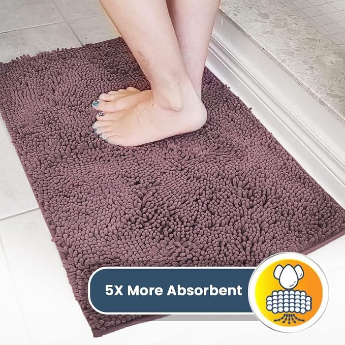 Muddy Mat® | Super Water Absorbent Door Mat Indoor, Microfiber Quick Dry Chenille Entryway Rug, Slip Resistant Front Door Mat, Indoor Mats for Entryway, Machine Washable Pet Rug, Plum 3ft x 4ft