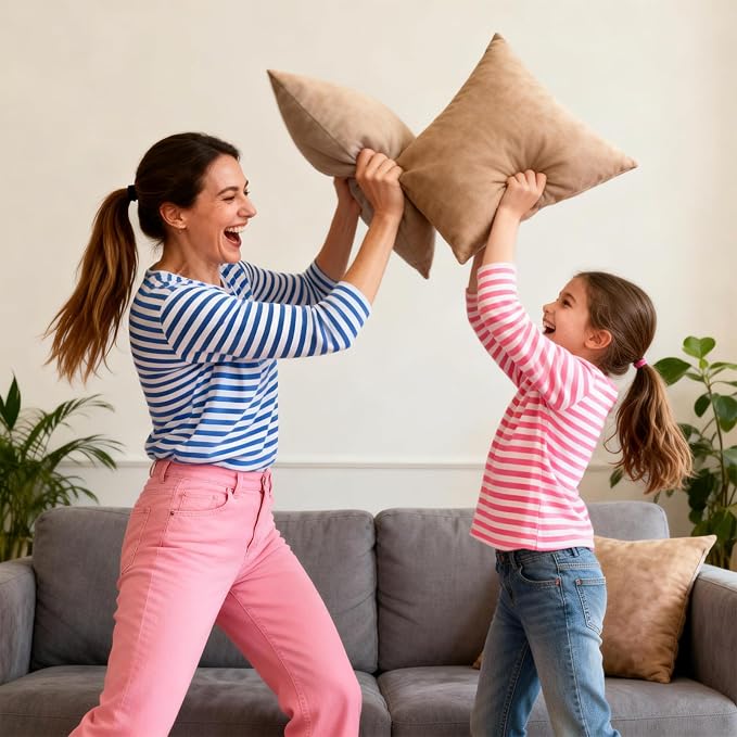 Throw Pillows with Inserts Included, 18x18 Couch Pillows,Throw Pillows for Couch,Brown 2 Pack.