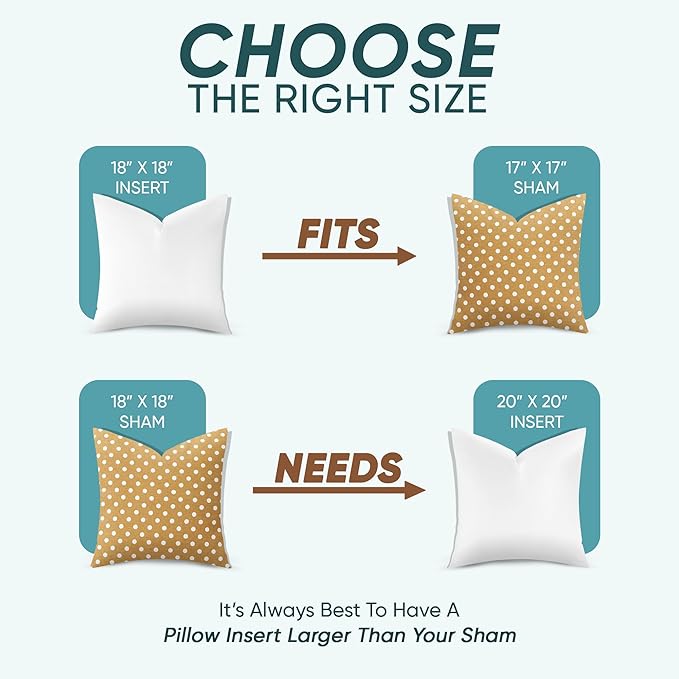 Pillowflex Synthetic Down Pillow Insert - 18x18 Down Alternative, Ultra Soft Throw Pillow, Couch Sham, Bed Sleeping Accent Pillow - 1 Decorative Accent Form