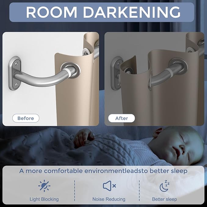 Wrap Around Curtain Rods Silver, Blackout Heavy Duty Curtain Pole for Windows 66 to 120 Inch, 1" Decorative Room Darkening Curved Modern Drapery Rod (Silver/Unique Design/All Metal)