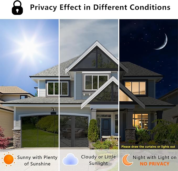 Lmlpt One Way Window Film Privacy See Out Not in Windows Tint for Home Sun UV Blocking Dark Glass Tinting Films Heat Insulation Self-Adhesive Mirror Door Coverings Sticker,Magic Black,46.8X78.7inch