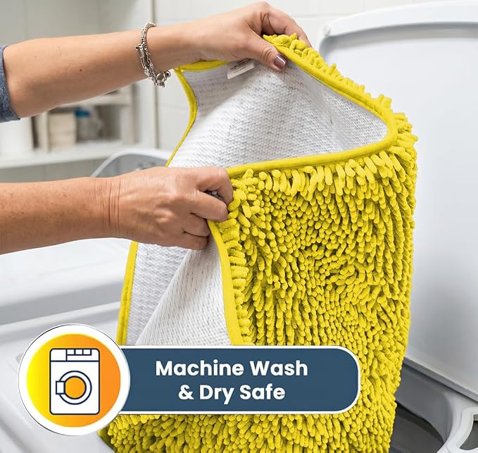 Muddy Mat® | Super Water Absorbent Door Mat Indoor, Microfiber Quick Dry Chenille Entryway Rug,Slip Resistant Front Door Mat,Indoor Mats for Entryway,Machine Washable Pet Rug, Lemon Yellow 18" x 28"