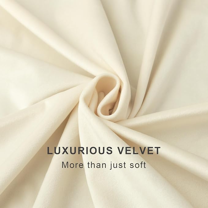102 Inch Velvet Curtains 2 Panels Set Length Victorian Rustic Neutral Boho Modern Decorative Curtain for Bedroom Heat Cold Blocking Window Thermal Insulating Drape for Living Room Long Ivory Off White