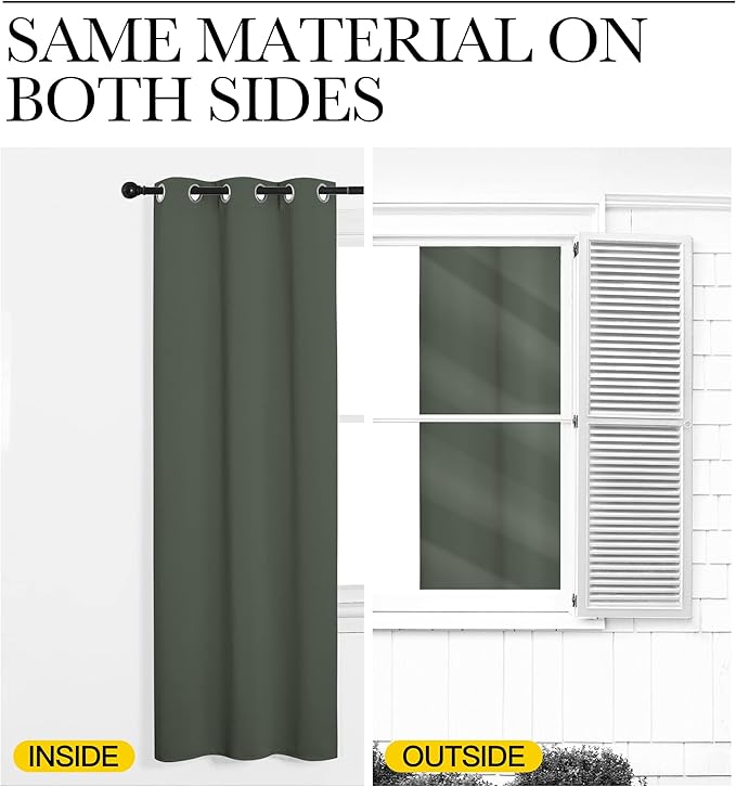 NICETOWN Blackout Draperies Curtains for Kids Room, Window Treatment Thermal Insulated Solid Grommet Blackout Drape Panels for Bedroom (Dark Mallard, Set of 2, 34 by 54 inches)